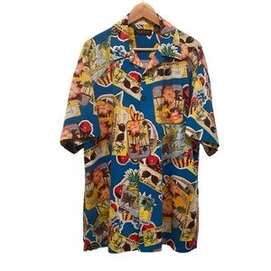 Vintage Cactus Black Label Hawaiian Shirt Mens XL